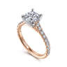 Erica - 14K White-Rose Gold Round Diamond Engagement Ring - 0.51 ct