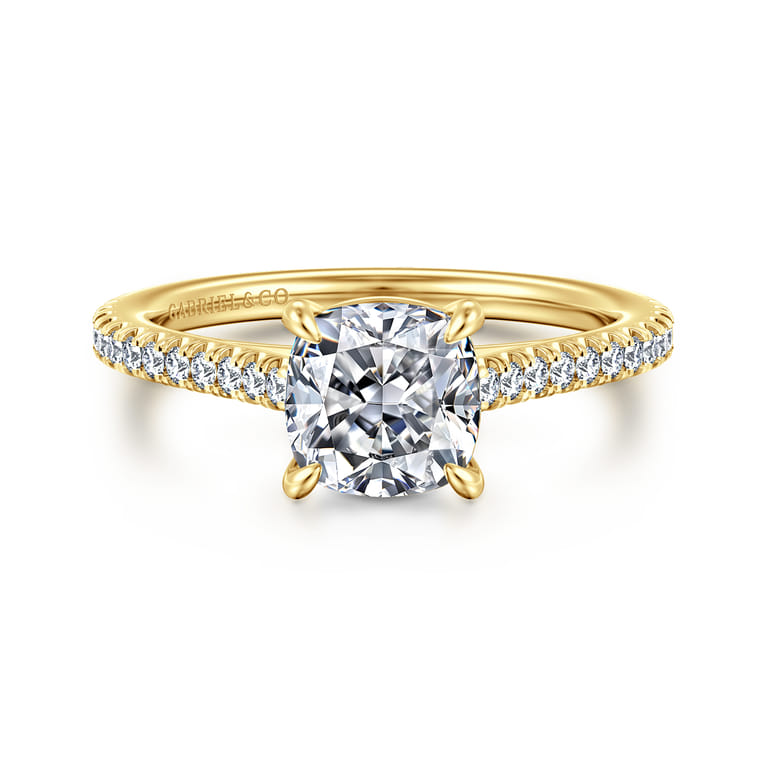 Abbie - 14K Yellow Gold Cushion Cut Diamond Engagement Ring - 0.21 ct - Shot 1