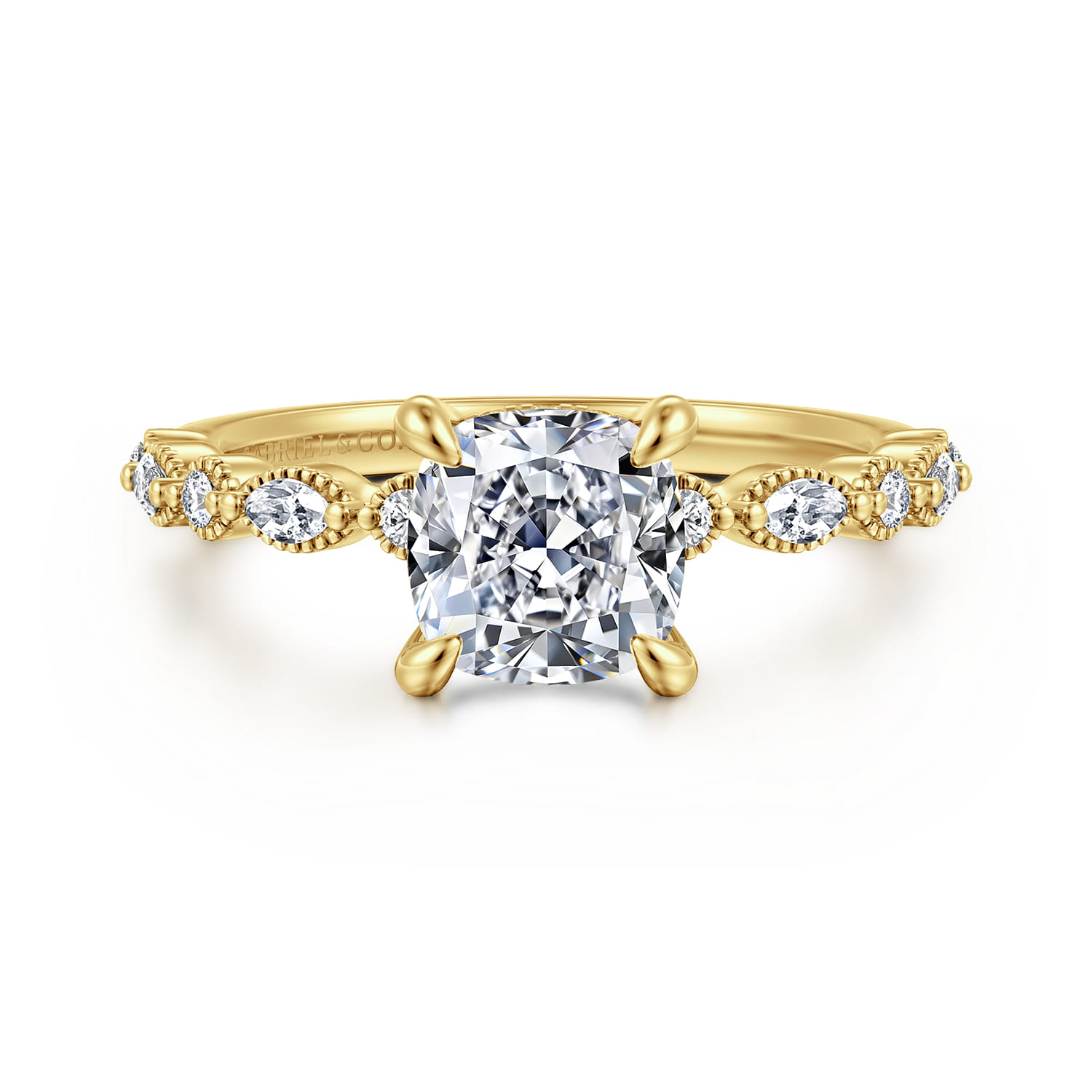 Lanna - 14K Yellow Gold Cushion Cut Diamond Engagement Ring - 0.3 ct - Shot 1