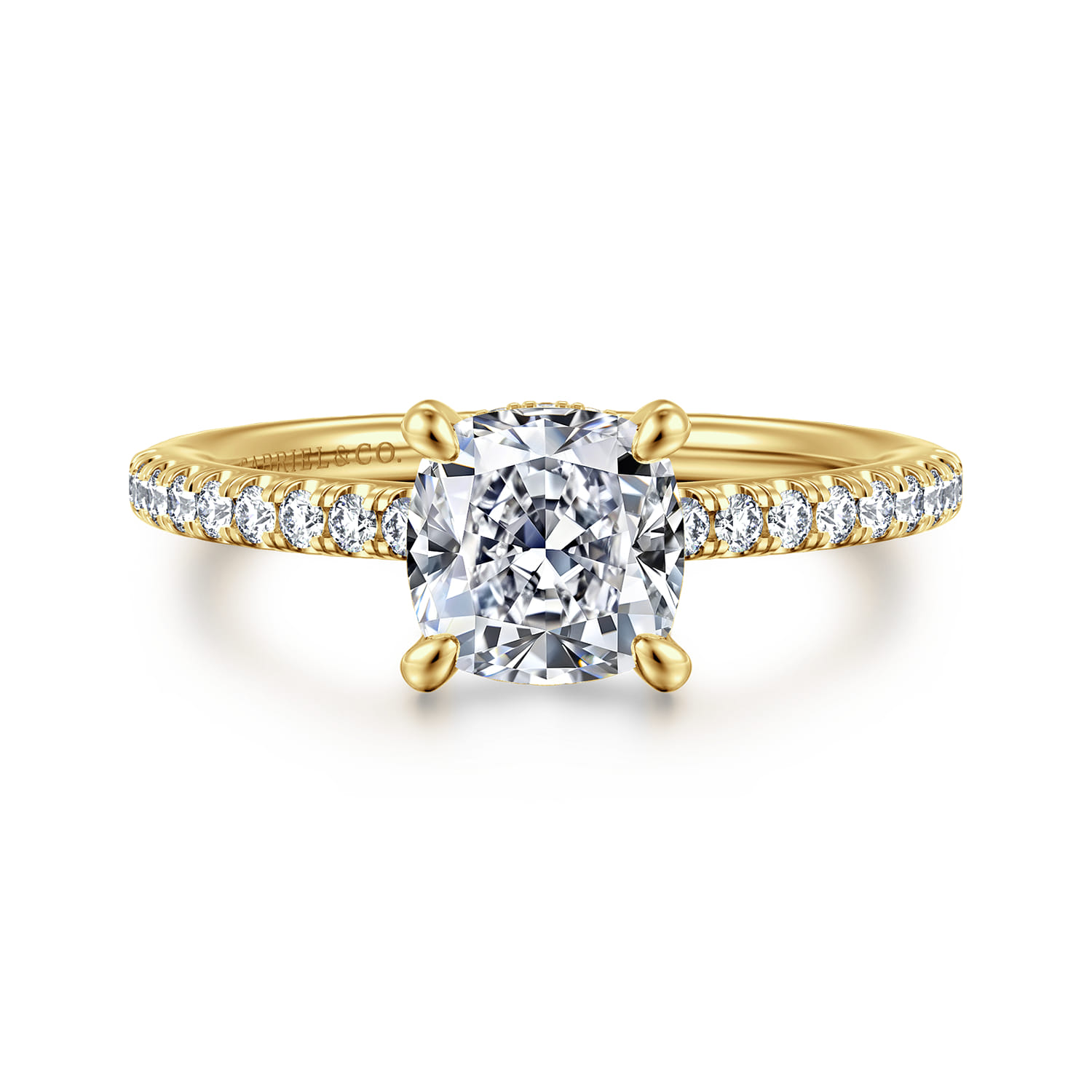 Franka - 14K Yellow Gold Cushion Cut Diamond Engagement Ring - 0.3 ct - Shot 1