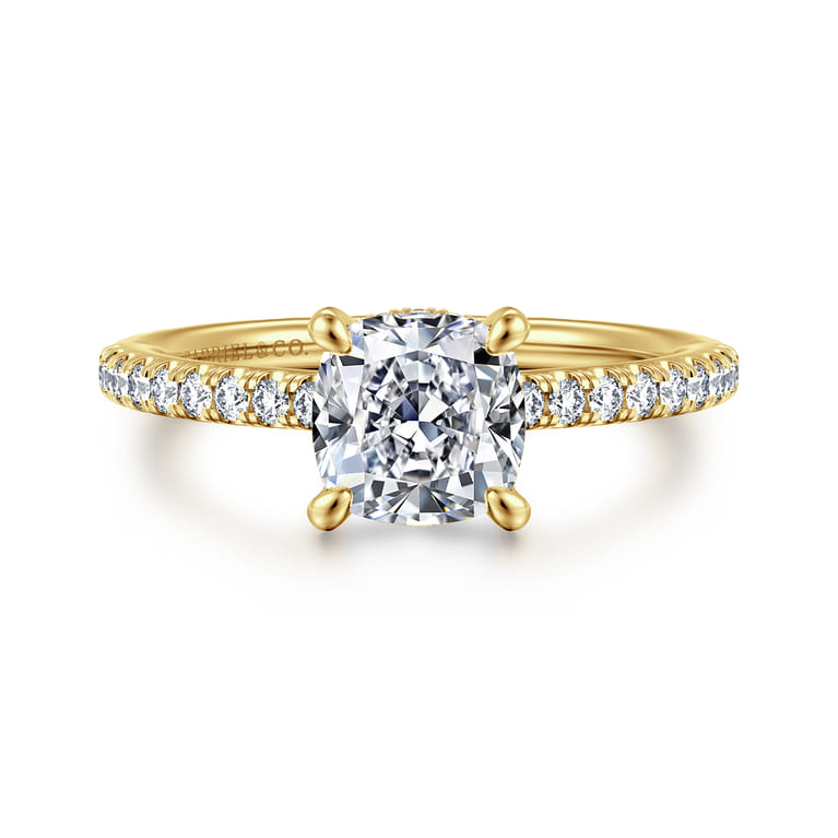 Franka - 14K Yellow Gold Cushion Cut Diamond Engagement Ring - 0.3 ct - Shot 1