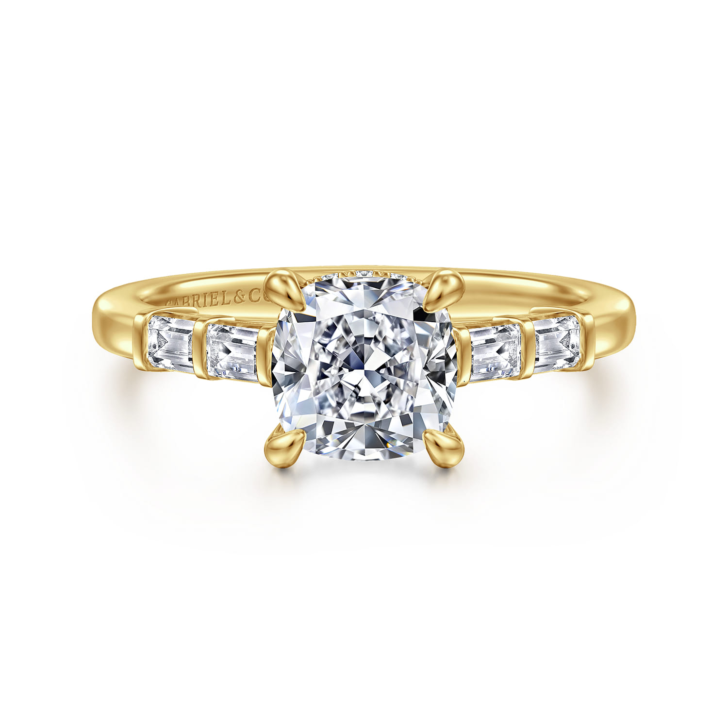 Eva - 14K Yellow Gold Cushion Cut Diamond Engagement Ring - 0.3 ct - Shot 1