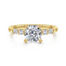 Eva - 14K Yellow Gold Cushion Cut Diamond Engagement Ring - 0.3 ct