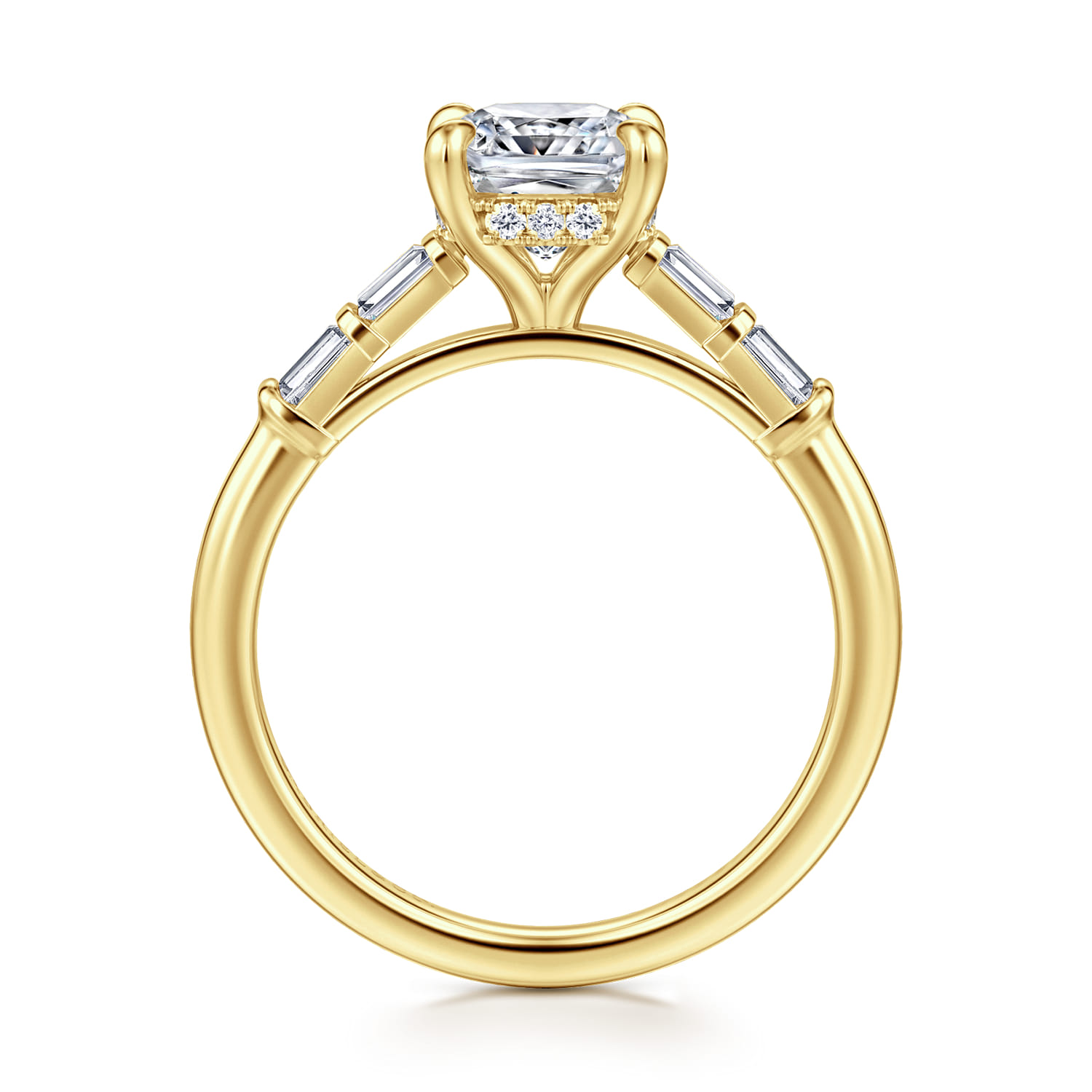 Eva - 14K Yellow Gold Cushion Cut Diamond Engagement Ring - 0.3 ct - Shot 2