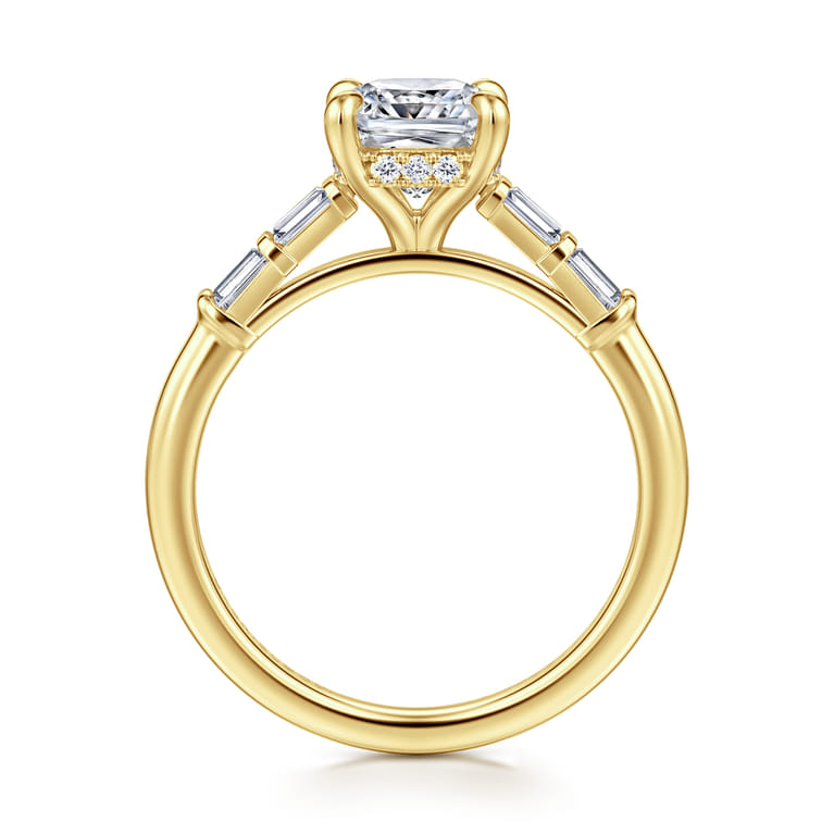 Eva - 14K Yellow Gold Cushion Cut Diamond Engagement Ring - 0.3 ct - Shot 2