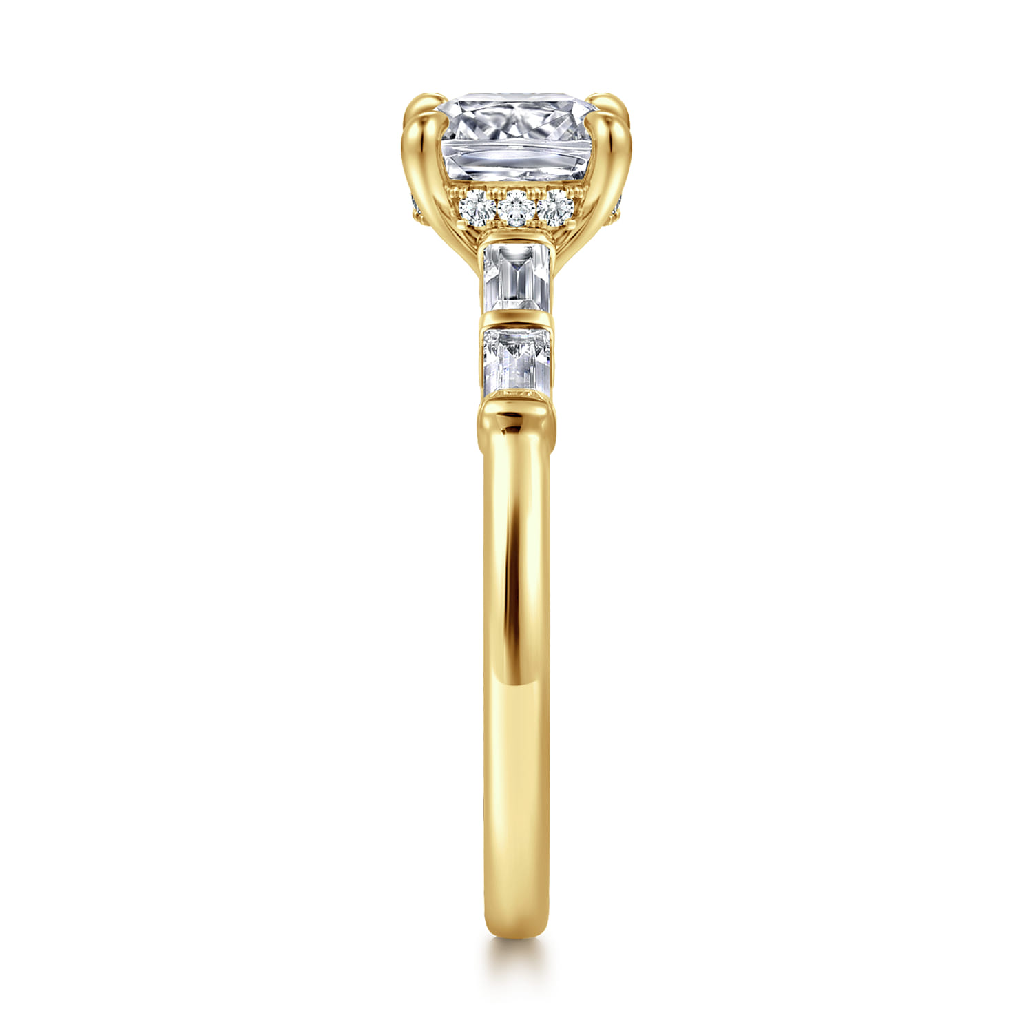 Eva - 14K Yellow Gold Cushion Cut Diamond Engagement Ring - 0.3 ct - Shot 4