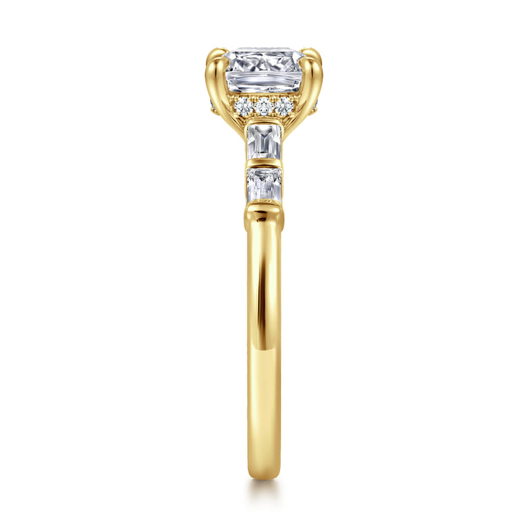 Eva - 14K Yellow Gold Cushion Cut Diamond Engagement Ring - 0.3 ct - Shot 4