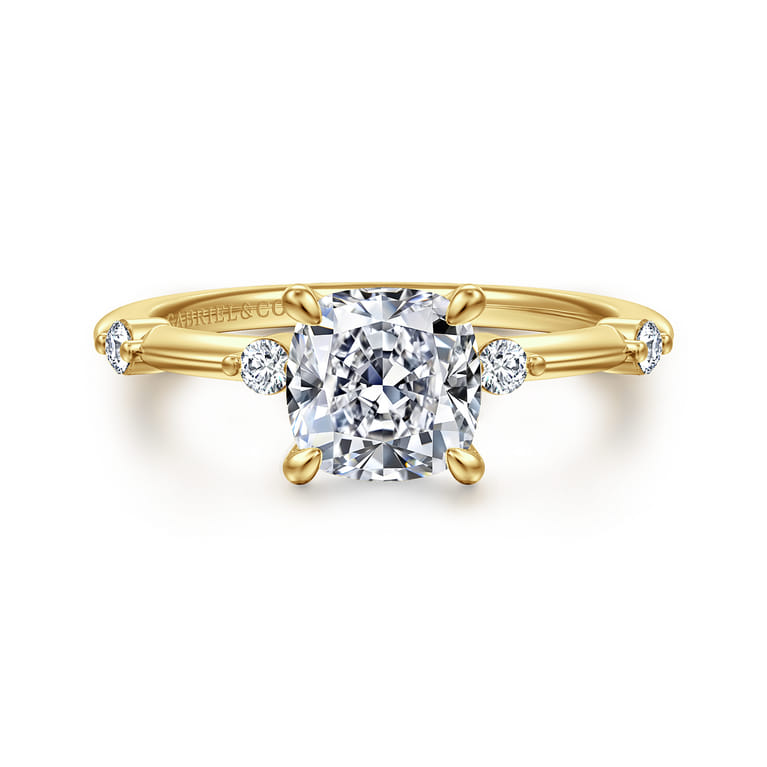 Frances - 14K Yellow Gold Cushion Cut Diamond Engagement Ring - 0.12 ct - Shot 1