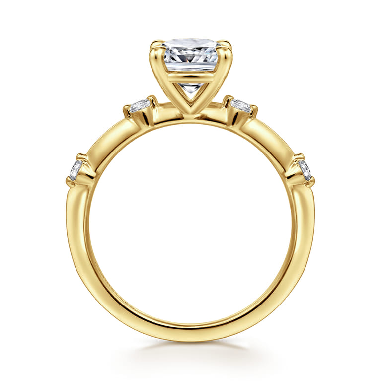 Frances - 14K Yellow Gold Cushion Cut Diamond Engagement Ring - 0.12 ct - Shot 2