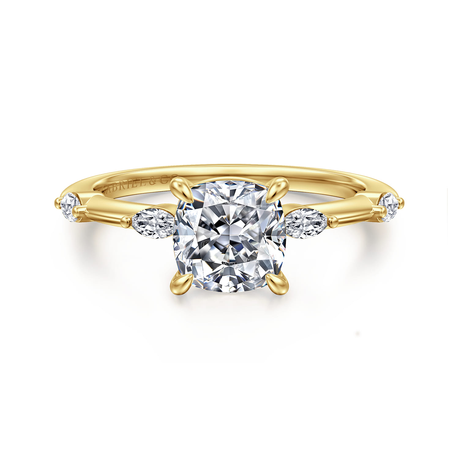 Marline - 14K Yellow Gold Cushion Cut Diamond Engagement Ring - 0.17 ct - Shot 1
