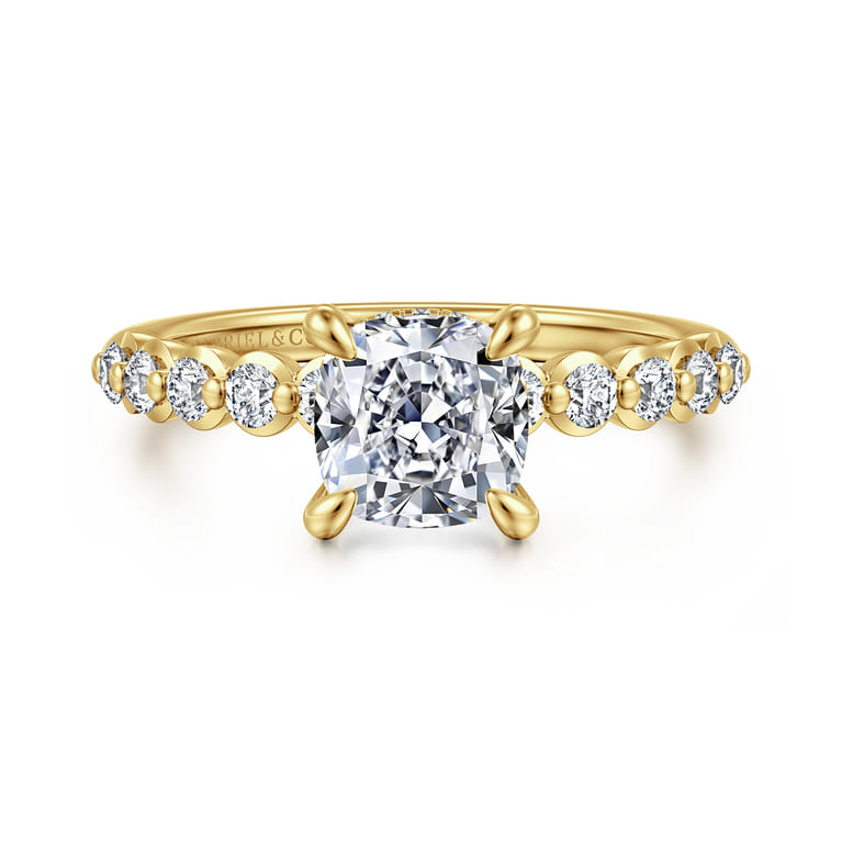Kim - 14K Yellow Gold Cushion Cut Diamond Engagement Ring - 0.4 ct - Shot 1