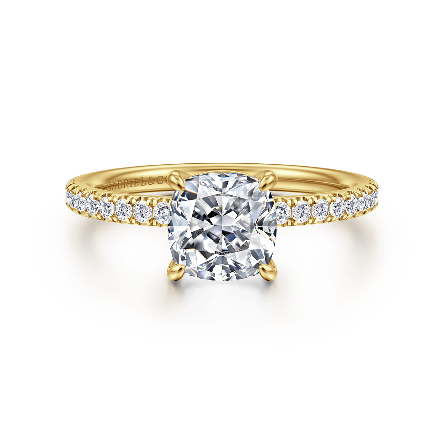 Twain - 14K Yellow Gold Cushion Cut Diamond Engagement Ring - 0.2 ct - Shot 1
