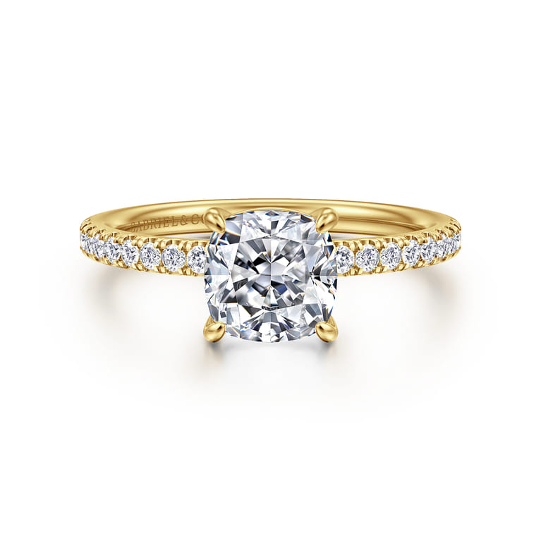 Twain - 14K Yellow Gold Cushion Cut Diamond Engagement Ring - 0.2 ct - Shot 1
