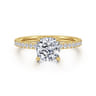 Twain - 14K Yellow Gold Cushion Cut Diamond Engagement Ring - 0.2 ct