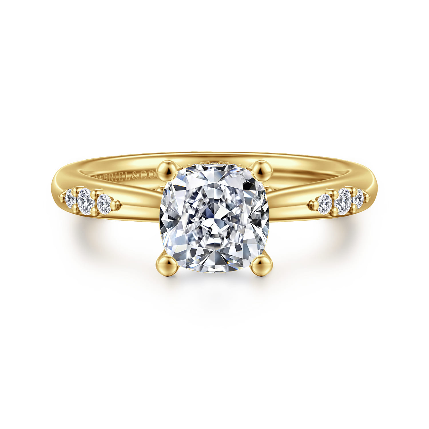 Carroline - 14K Yellow Gold Cushion Cut Diamond Engagement Ring - 0.13 ct - Shot 1