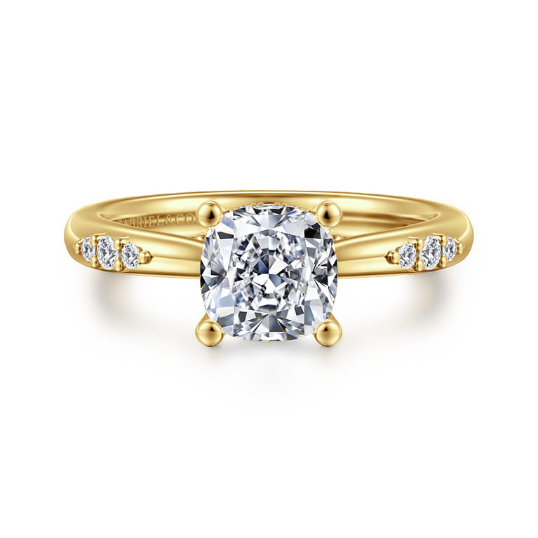 Carroline - 14K Yellow Gold Cushion Cut Diamond Engagement Ring - 0.13 ct - Shot 1