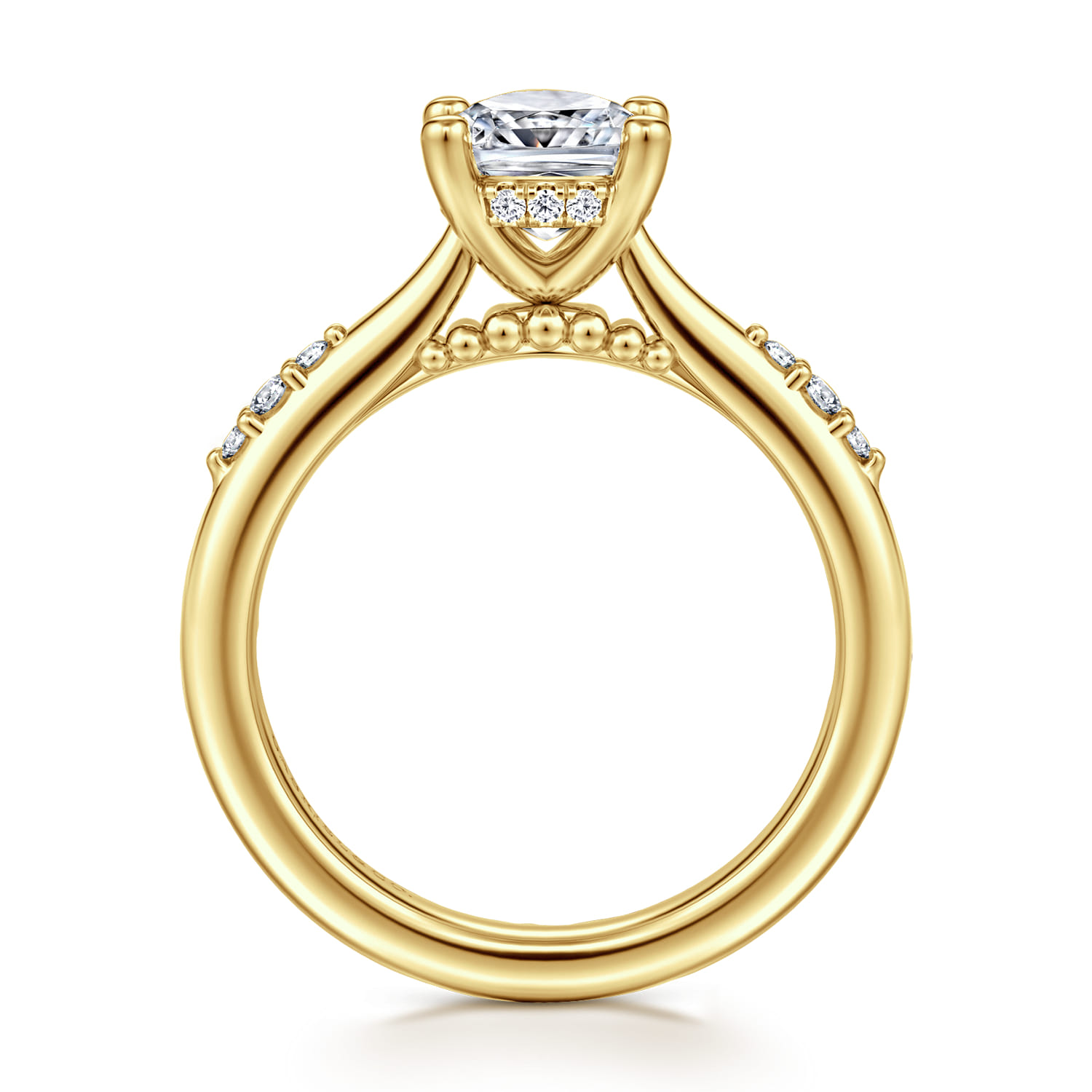 Carroline - 14K Yellow Gold Cushion Cut Diamond Engagement Ring - 0.13 ct - Shot 2