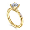 Carroline - 14K Yellow Gold Cushion Cut Diamond Engagement Ring - 0.13 ct