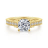 Favola - 14K Yellow Gold Cushion Cut Lotus Diamond Engagement Ring - 0.25 ct