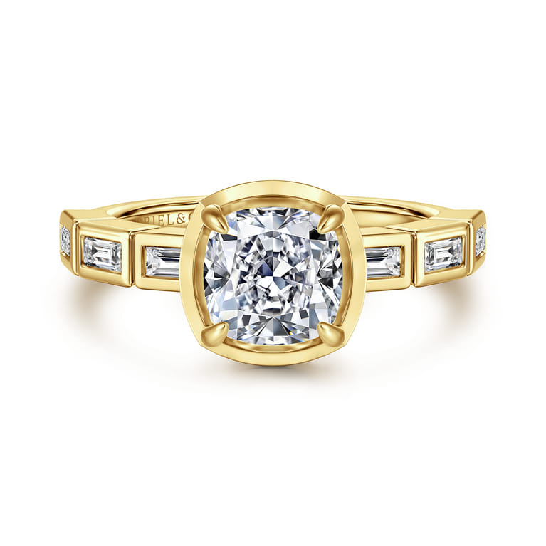 Delphe - 14K Yellow Gold Cushion Cut Diamond Engagement Ring - 0.4 ct - Shot 1