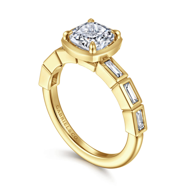 Delphe - 14K Yellow Gold Cushion Cut Diamond Engagement Ring - 0.4 ct - Shot 3