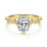Clyde - 14K Yellow Gold Compass Prong Elongated Cushion Diamond Engagement Ring - 0.22 ct
