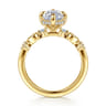 Clyde - 14K Yellow Gold Compass Prong Elongated Cushion Diamond Engagement Ring - 0.22 ct
