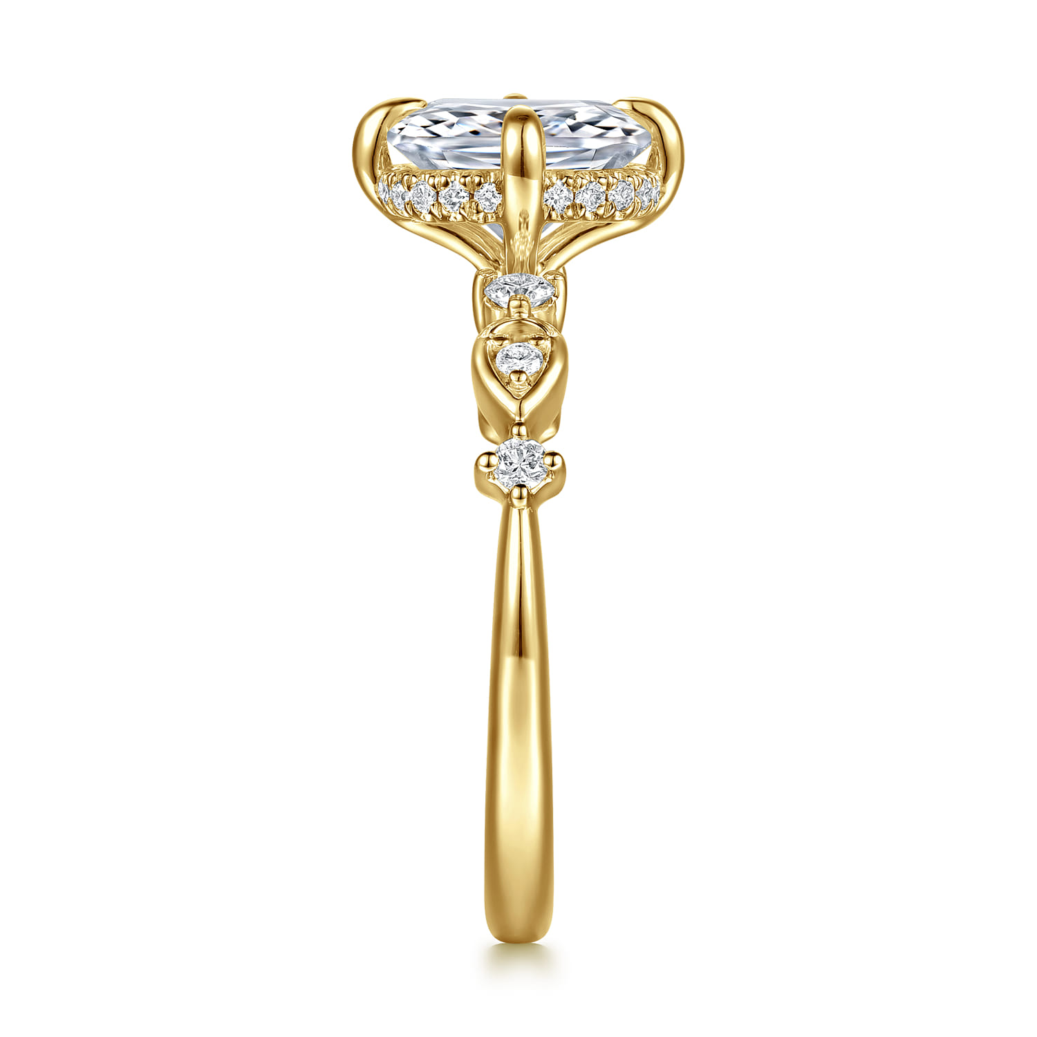 Clyde - 14K Yellow Gold Compass Prong Elongated Cushion Diamond Engagement Ring - 0.22 ct - Shot 5