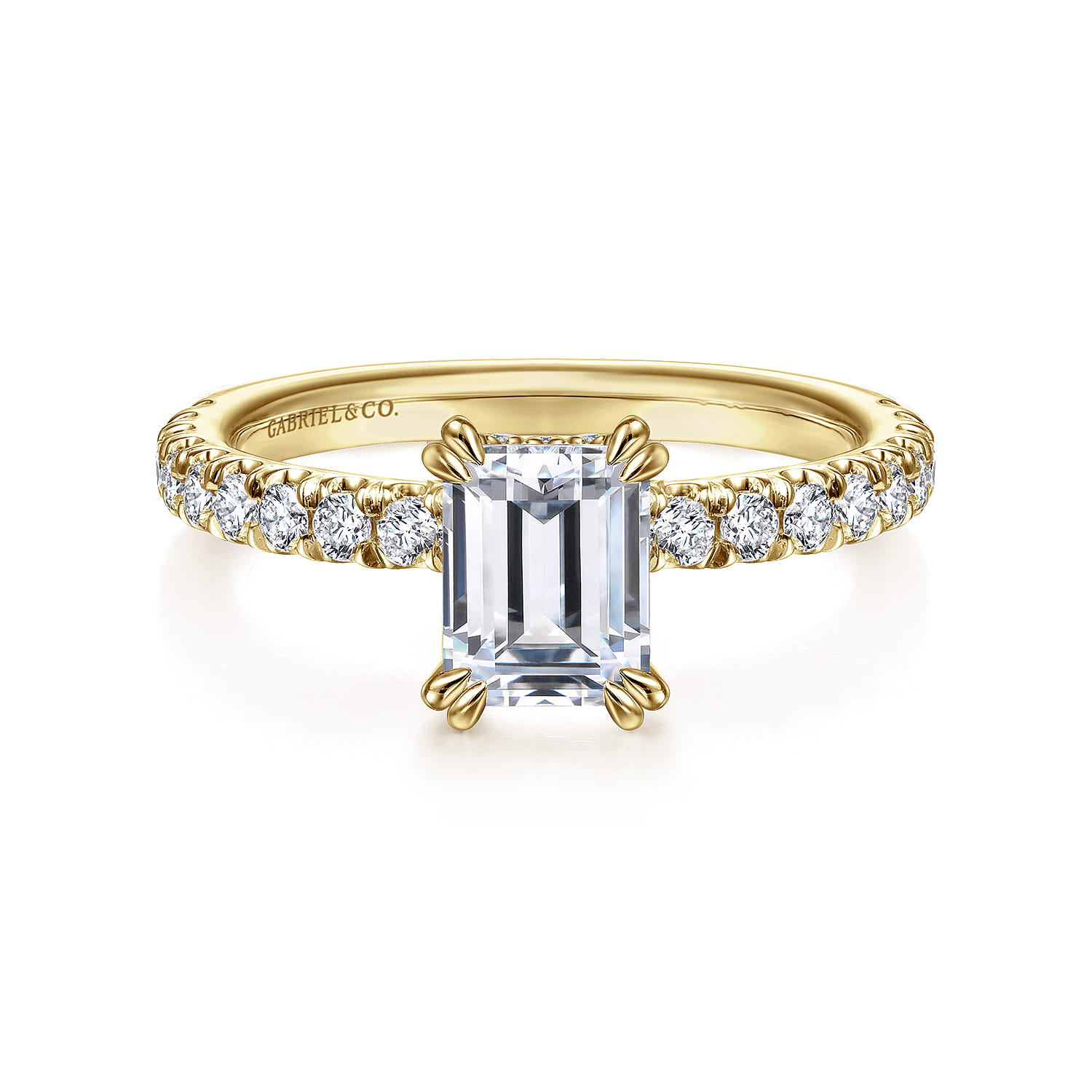 Amira - 14K Yellow Gold Emerald Cut Diamond Engagement Ring - 0.51 ct - Shot 1