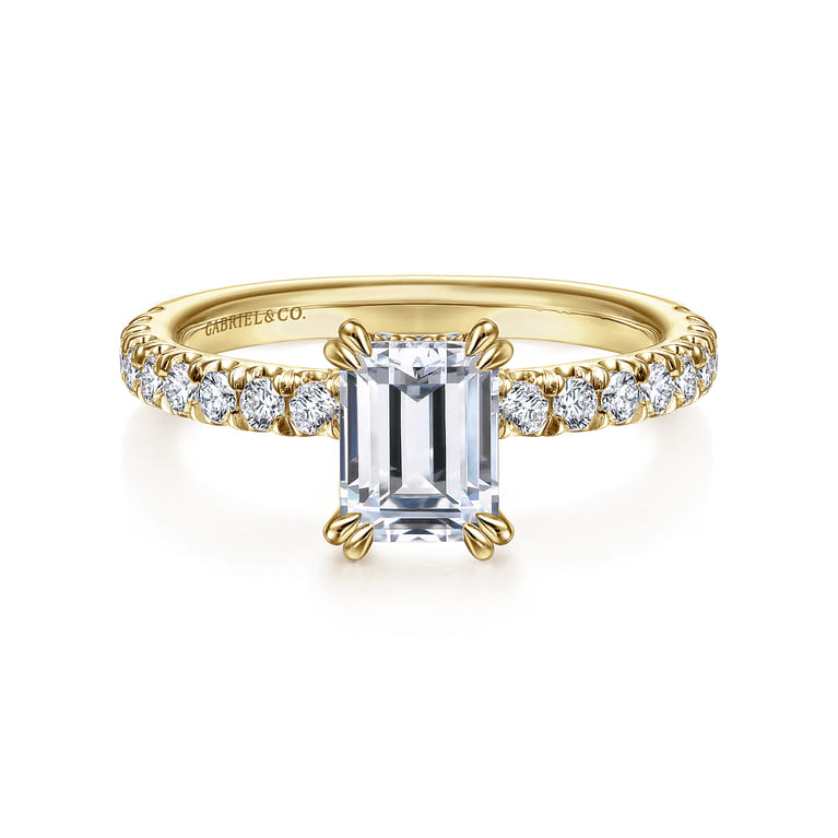 Amira - 14K Yellow Gold Emerald Cut Diamond Engagement Ring - 0.51 ct - Shot 1