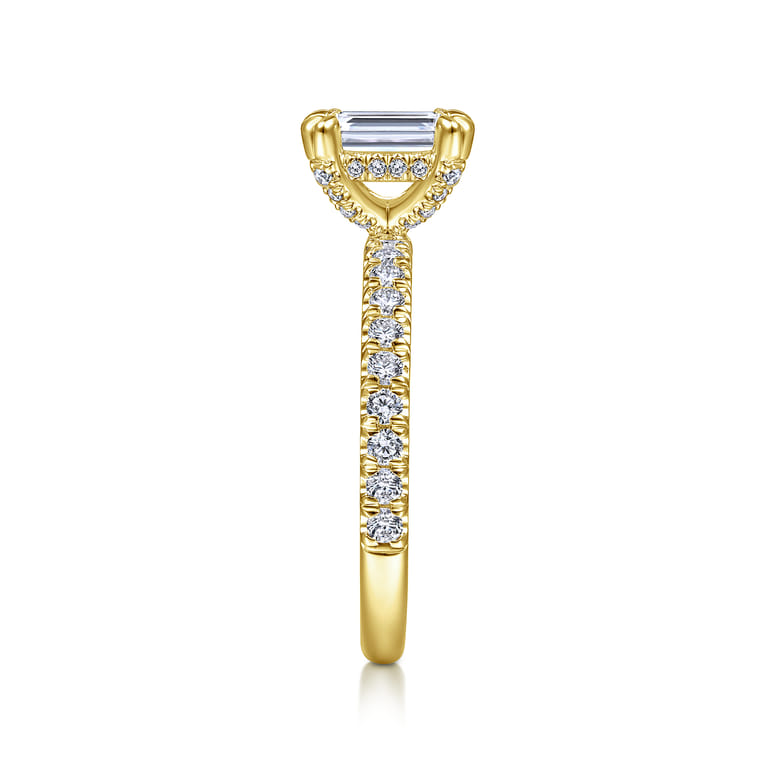 Amira - 14K Yellow Gold Emerald Cut Diamond Engagement Ring - 0.51 ct - Shot 5