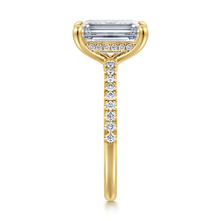 Broderick - 14K Yellow Gold Emerald Cut Diamond Engagement Ring - 0.33 ct - Shot 4