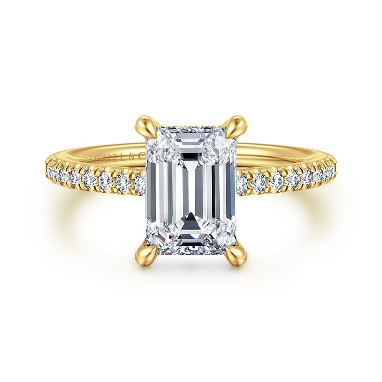 Broderick - 14K Yellow Gold Emerald Cut Diamond Engagement Ring - 0.31 ct - Shot 1