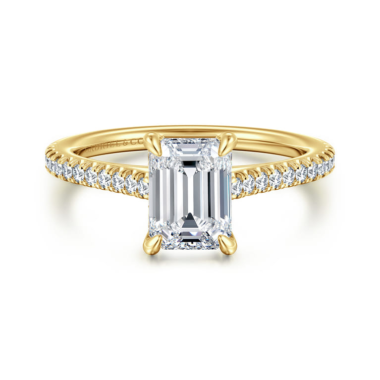 Abbie - 14K Yellow Gold Emerald Cut Diamond Engagement Ring - 0.21 ct - Shot 1