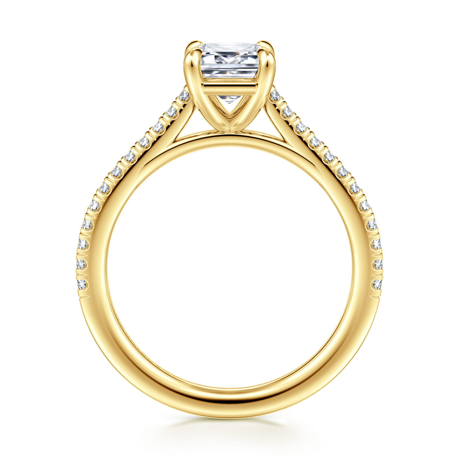 Abbie - 14K Yellow Gold Emerald Cut Diamond Engagement Ring - 0.21 ct - Shot 2