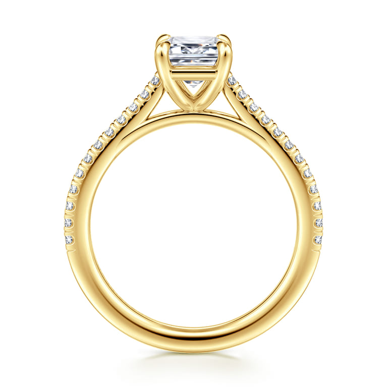 Abbie - 14K Yellow Gold Emerald Cut Diamond Engagement Ring - 0.21 ct - Shot 2