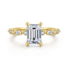 Lanna - 14K Yellow Gold Emerald Cut Diamond Engagement Ring - 0.3 ct