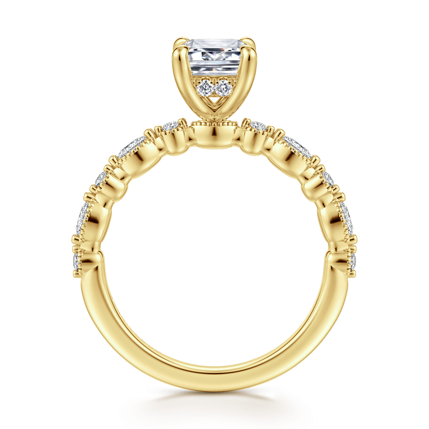 Lanna - 14K Yellow Gold Emerald Cut Diamond Engagement Ring - 0.3 ct - Shot 2