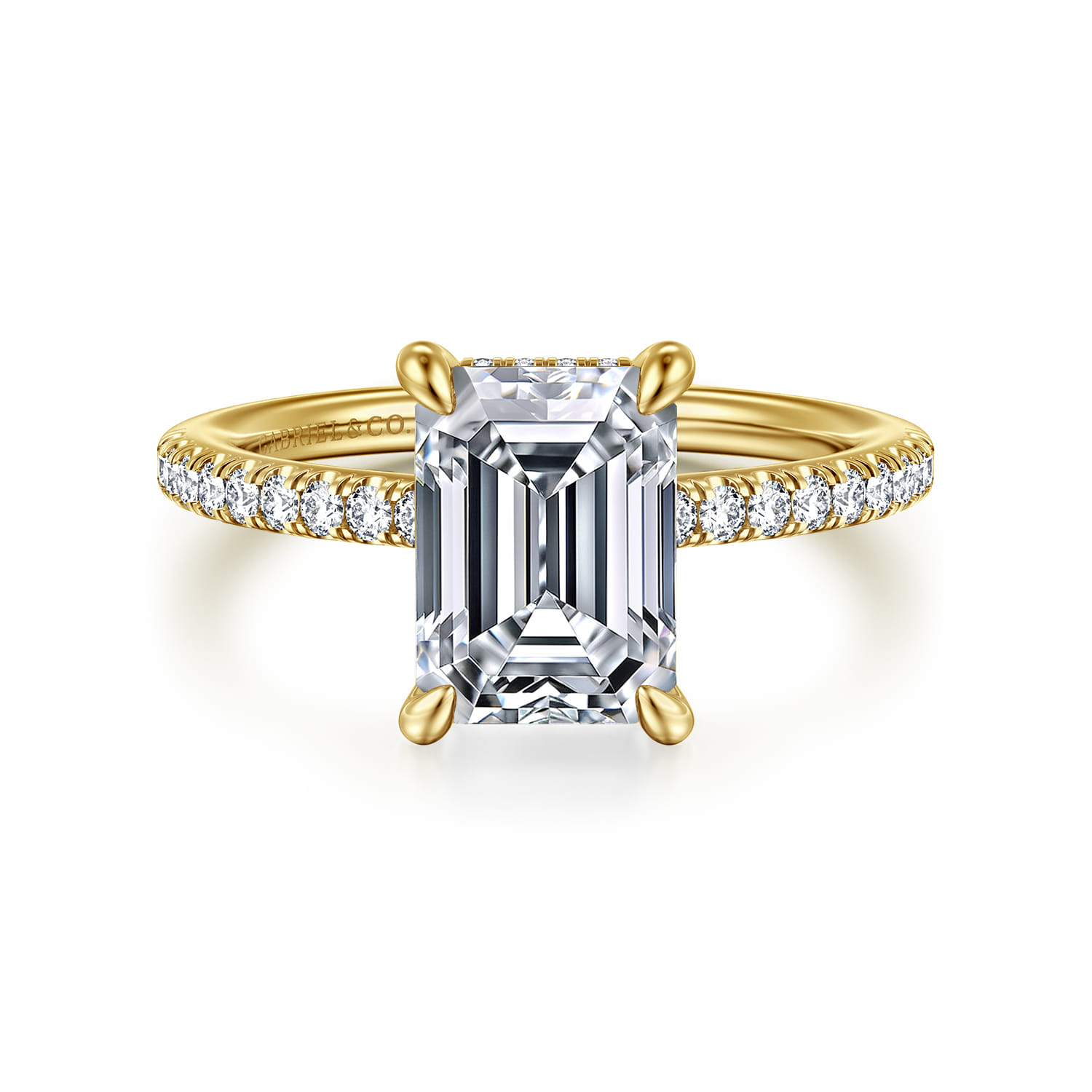 Franka - 14K Yellow Gold Emerald Cut Diamond Engagement Ring - 0.3 ct - Shot 1