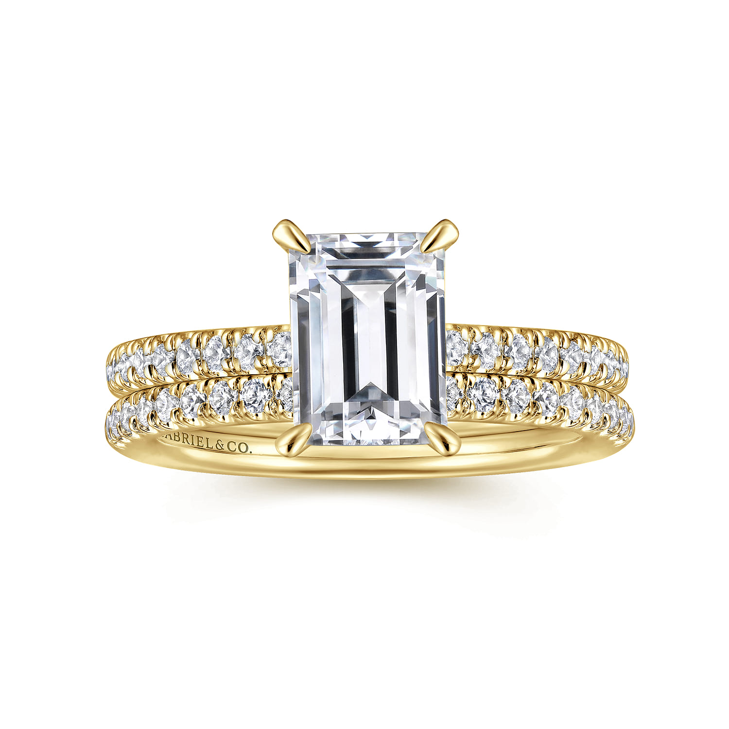 Franka - 14K Yellow Gold Emerald Cut Hidden Halo Diamond Engagement Ring - 0.3 ct - Shot 4