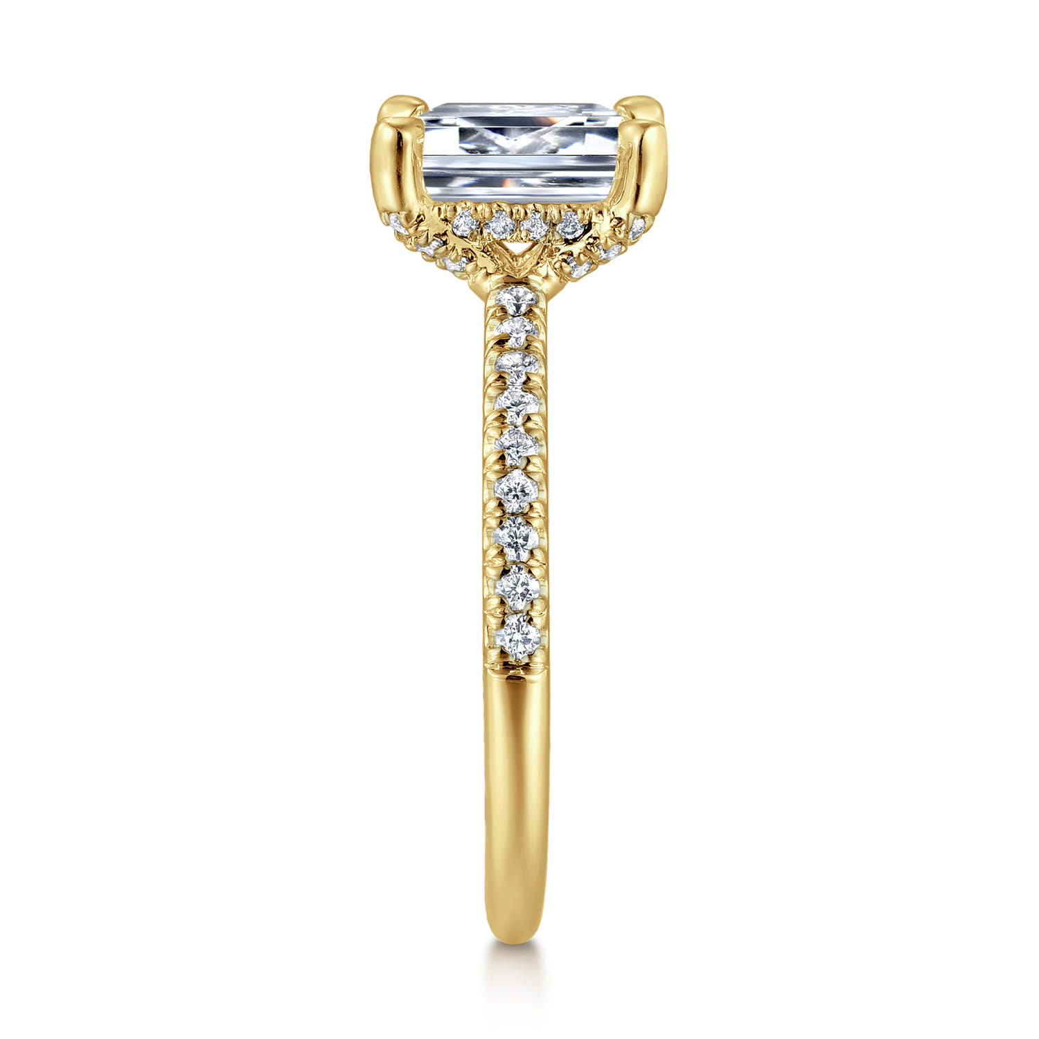 Franka - 14K Yellow Gold Emerald Cut Hidden Halo Diamond Engagement Ring - 0.3 ct - Shot 5