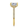 Franka - 14K Yellow Gold Emerald Cut Hidden Halo Diamond Engagement Ring - 0.3 ct