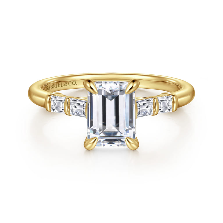 Eva - 14K Yellow Gold Emerald Cut Diamond Engagement Ring - 0.3 ct - Shot 1