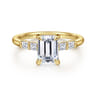 Eva - 14K Yellow Gold Emerald Cut Diamond Engagement Ring - 0.3 ct