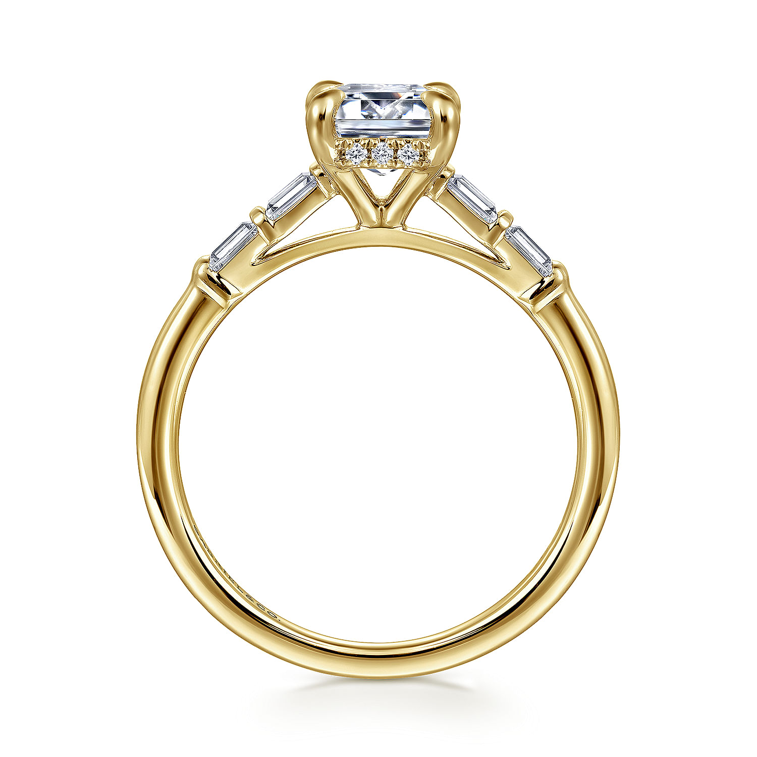 Eva - 14K Yellow Gold Emerald Cut Diamond Engagement Ring - 0.3 ct - Shot 2