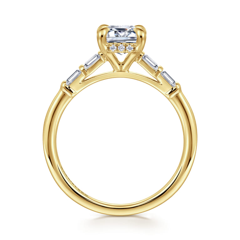 Eva - 14K Yellow Gold Emerald Cut Diamond Engagement Ring - 0.3 ct - Shot 2