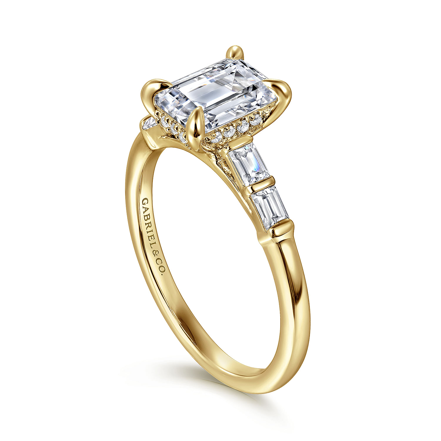 Eva - 14K Yellow Gold Emerald Cut Diamond Engagement Ring - 0.3 ct - Shot 3