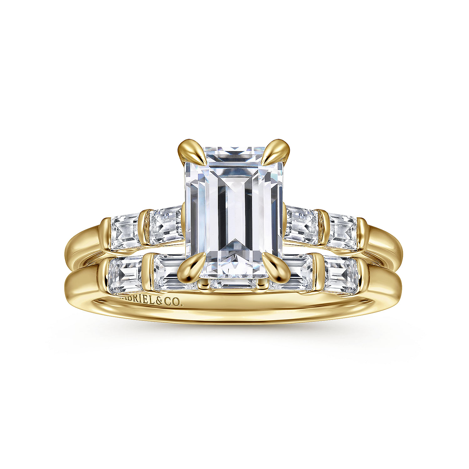 Eva - 14K Yellow Gold Emerald Cut Diamond Engagement Ring - 0.3 ct - Shot 4