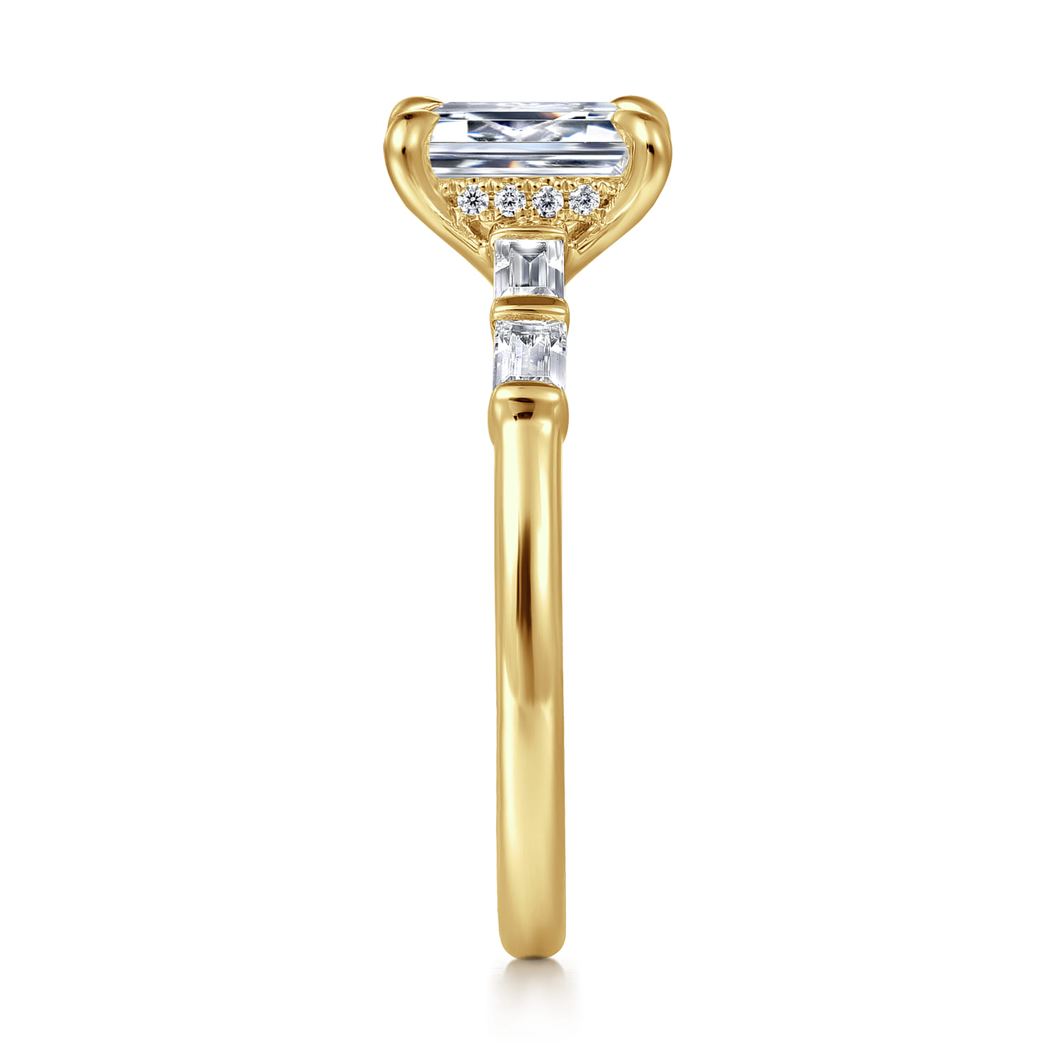 Eva - 14K Yellow Gold Emerald Cut Diamond Engagement Ring - 0.3 ct - Shot 5