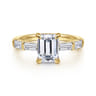 Flores - 14K Yellow Gold Emerald Cut Five Stone Diamond Engagement Ring - 0.6 ct